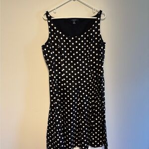 Chaps Black and White Polka Dot Sleeveless Mini Dress